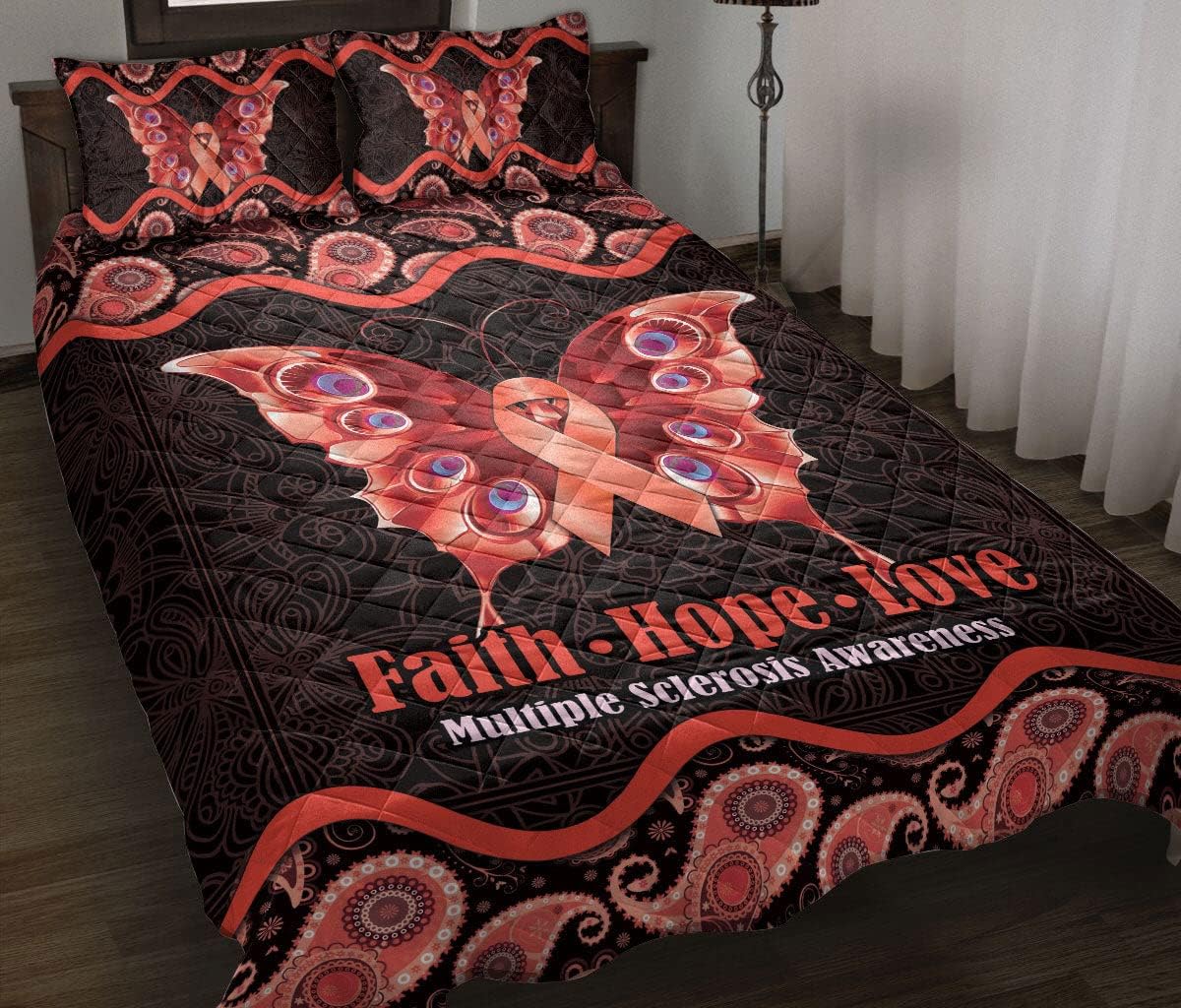 Personalized Quilt Set, Dreamcatcher Feather Bohemian Kids Girl Boy Quilt Blanket with Pillowcases, Custom Name Quilt Bedding Set MLANH1940