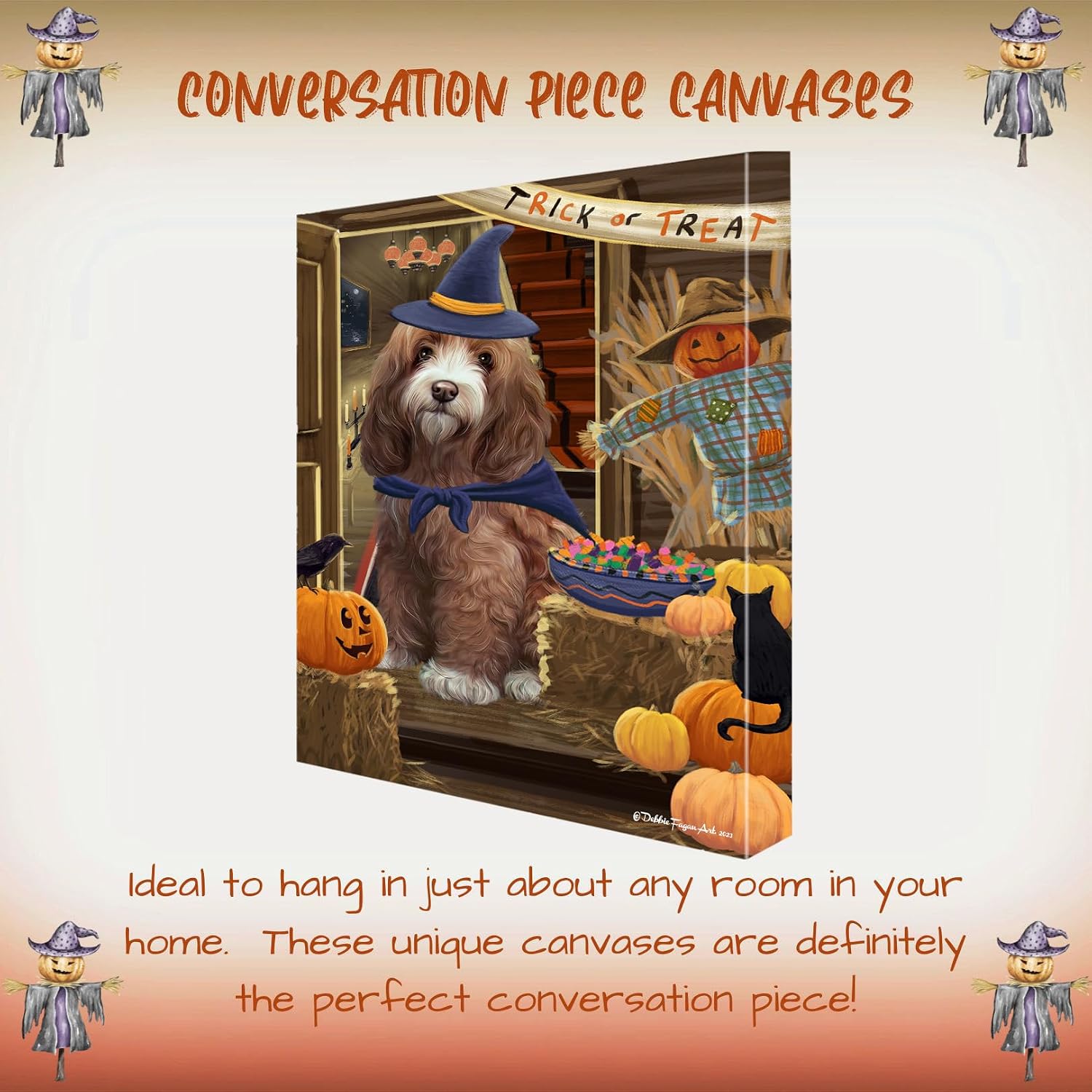 Doggie of the Day Enter at Risk with Cockapoo Dogs Canvas Wall Art - Premium Quality Ready to Hang Room Decor - 1.5" Thick Canvas Wrap 16" x 20"