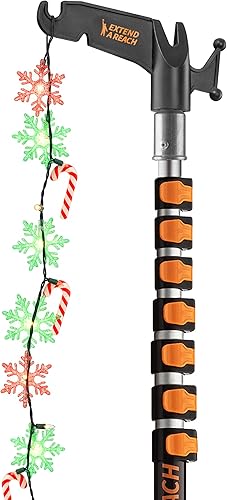 Poste de extensión telescópico de 5 a 30 pies de largo con gancho utilitario // Poste telescópico para instalación de luces de Navidad, tira de