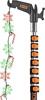 5-30 ft Long Telescopic Extension Pole with Utility Hook // Telescoping Pole for Christmas Lights Installation, String Lights, Birdfeeders // Lightweight and Sturdy // Christmas Light Pole with Hook