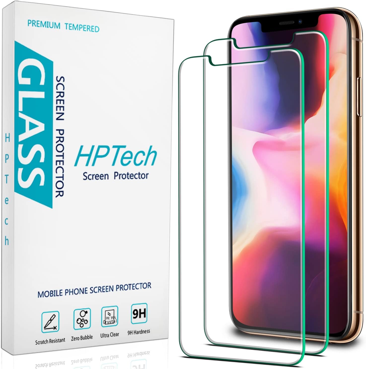 (2 Pack) Screen Protector for iPhone 11 Pro, iPhone XS and iPhone X (5.8-inch) Tempered Glass, Anti Scratch, Bubble Free, Case Friendly