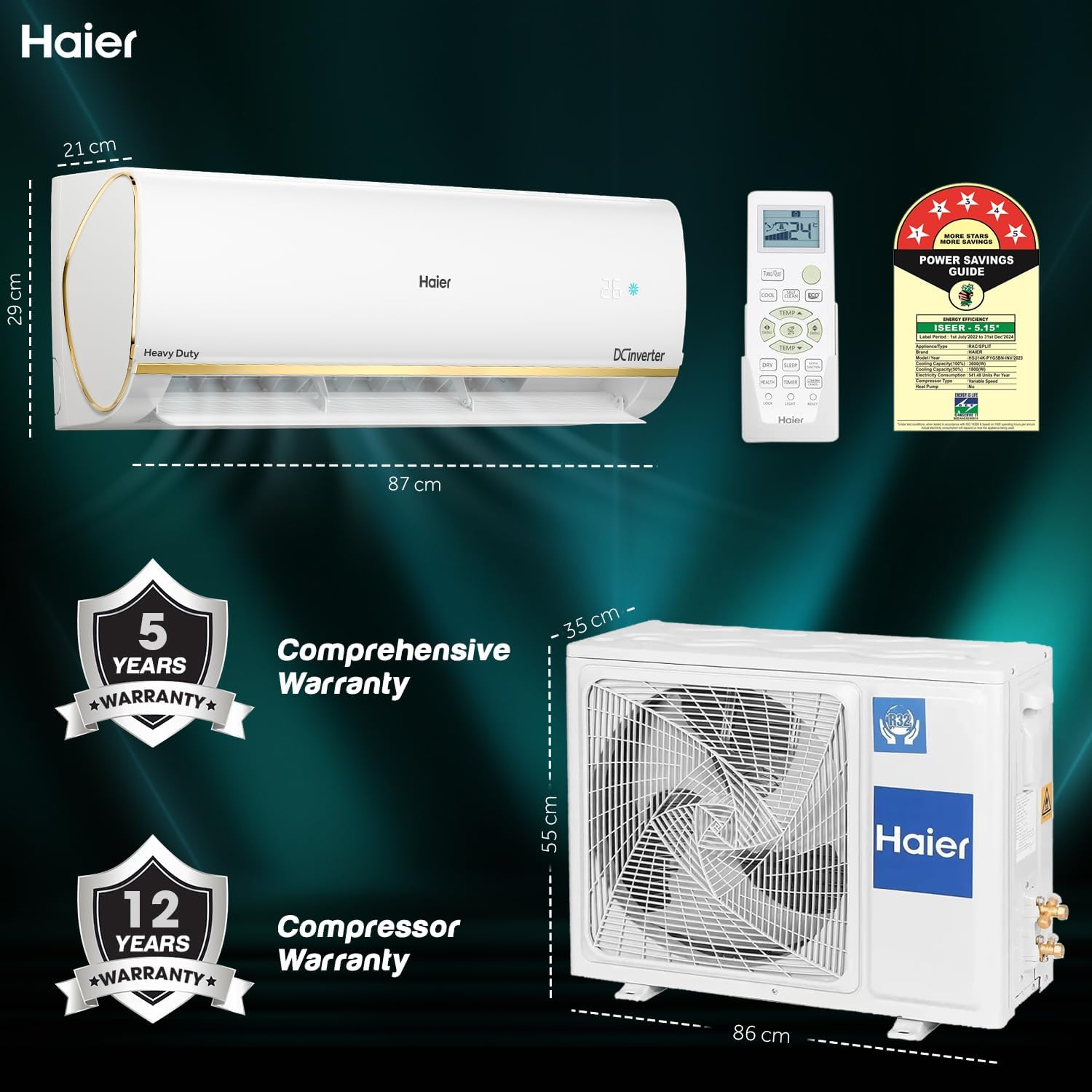 haier 1 ton 5 star inverter ac