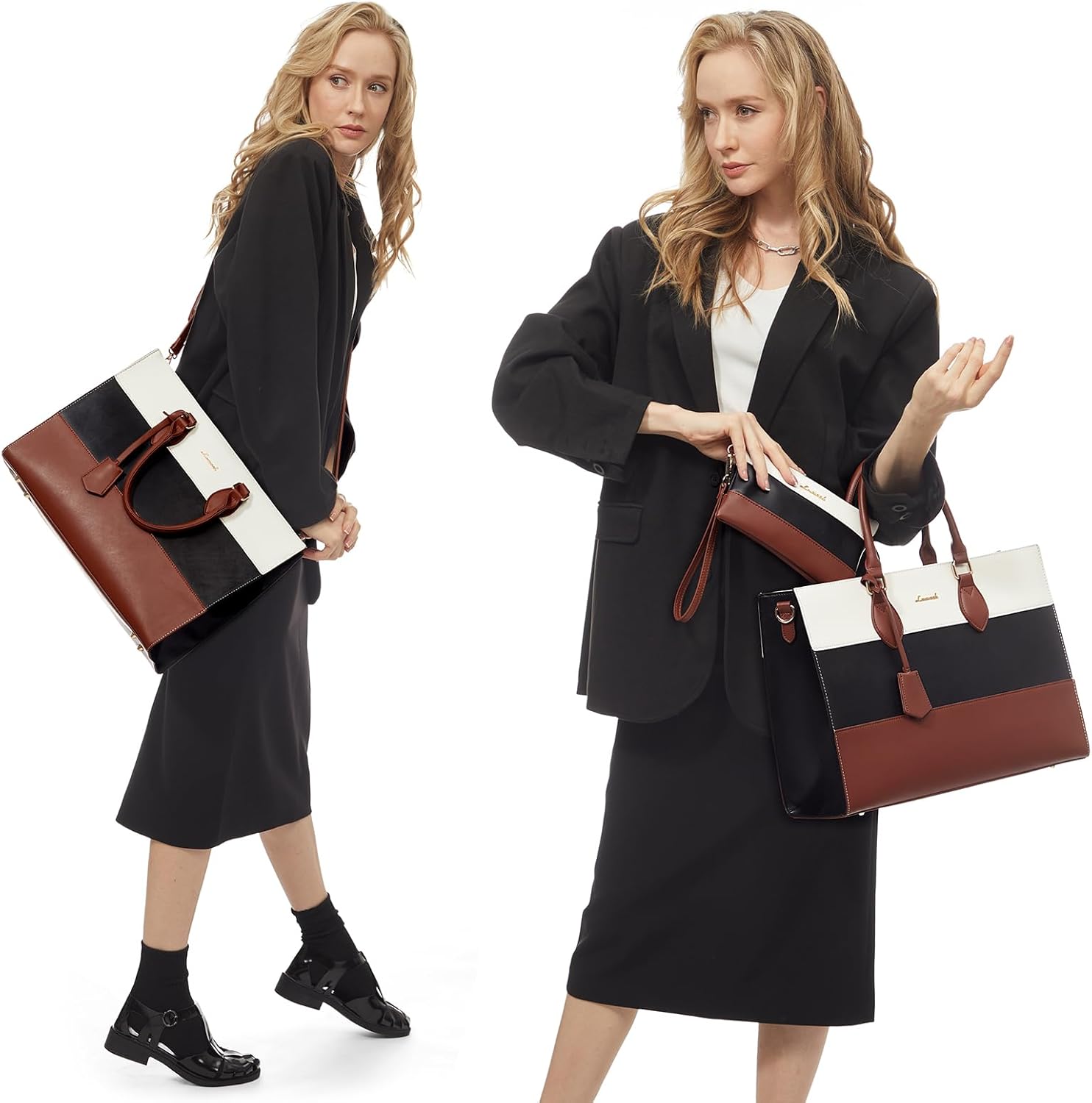 LOVEVOOK Laptop Tote Bag for Women, Work Totes Business Office Computer Briefcase with Clutch Purse - Image 7