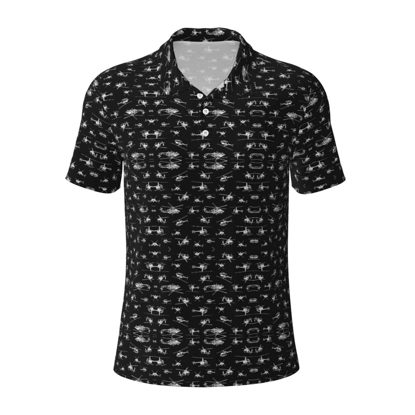Men's Polo Shirts - Helicopter Print Soft Comfortable Short Sleeve for Work, Daily, Office, Travel, Home Wear