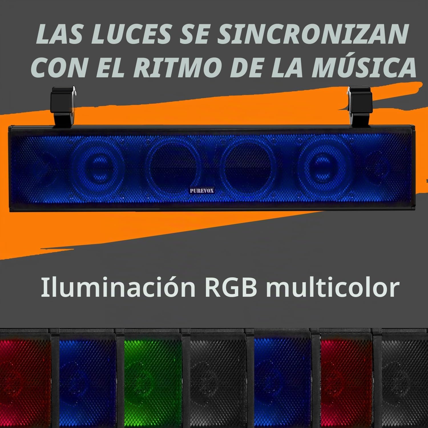 Barra de sonido UTV, barra de sonido ATV de 26 pulgadas, sincronización de música, luces multicolor, barra de sonido SXS, impermeable, Bluetooth, carrito de golf, barra de sonido para Polaris