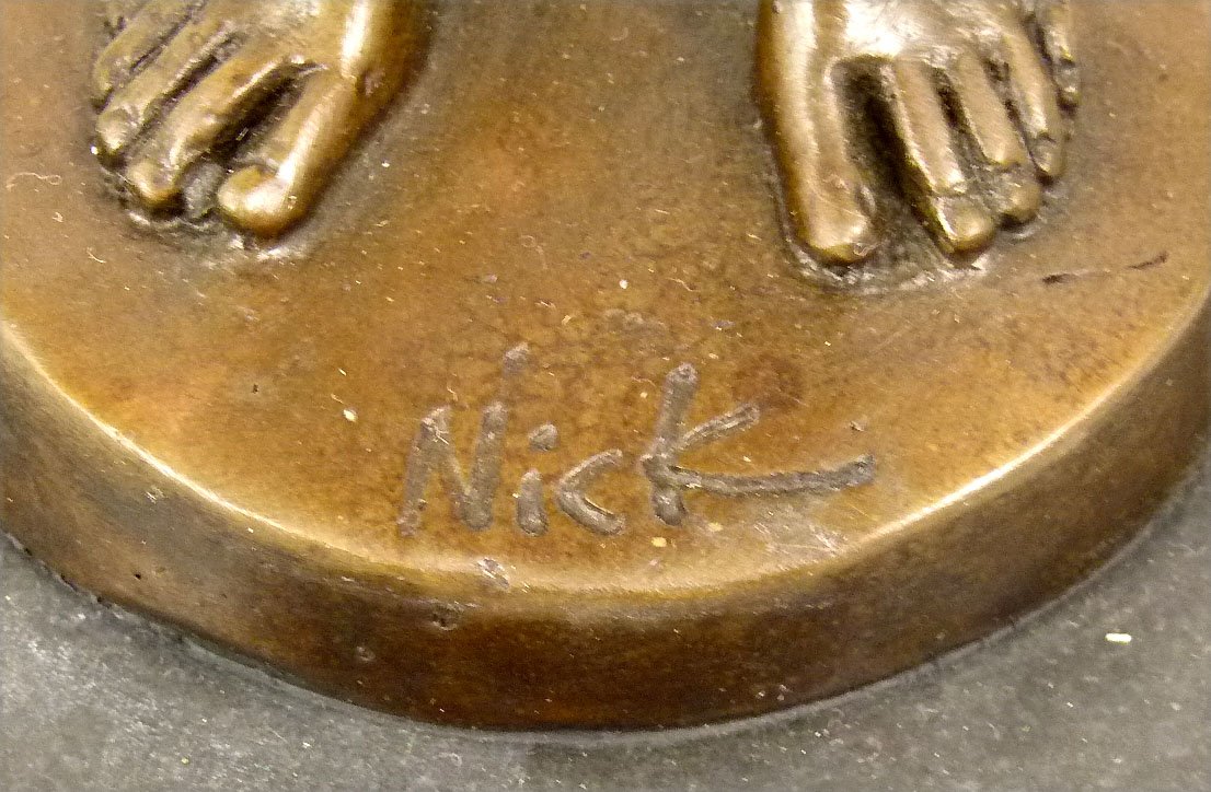 Kunst & Ambiente Statua Erotica/Sex - Uomo in Piedi con Pene Rigido - Firmato da M. Nick - Scultura Gay - Scultura Erotica per la Vendita