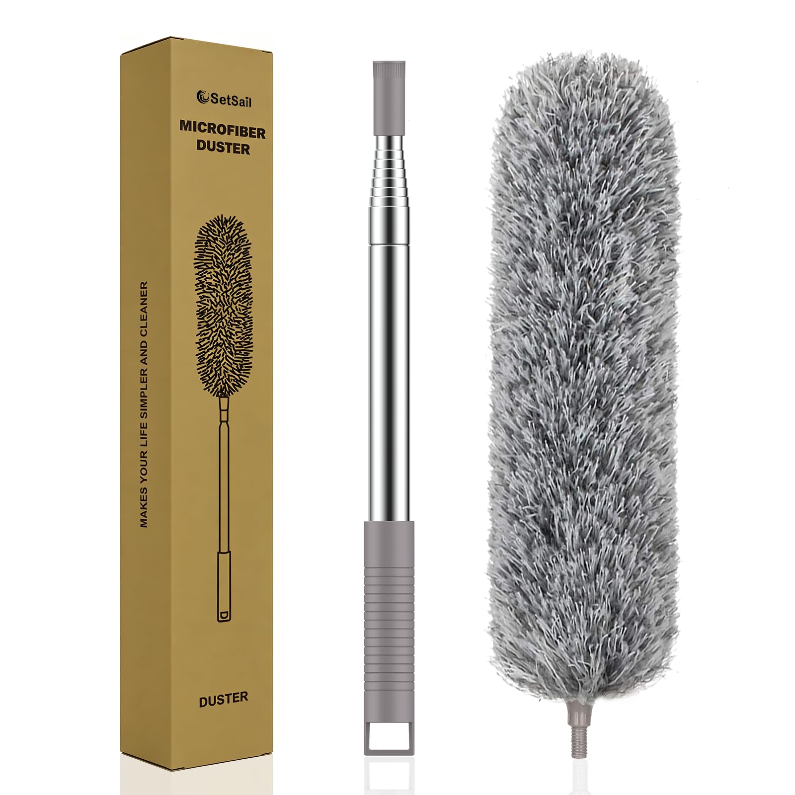 SetSail Extra-Long Dusters with Extension Pole 100-inch for Cleaning, Bendable Microfiber Head...
