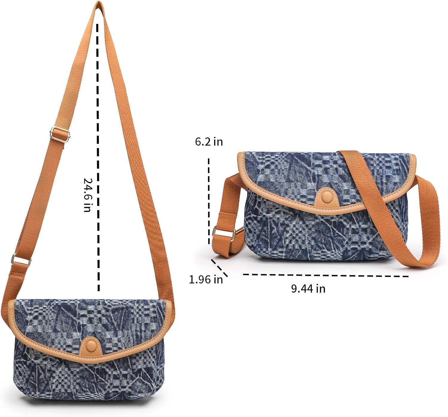 Small Jean Denim Crossbody Purses Bags for Women Crossbody Trendy Design Shoulder Purse Messenger Bags