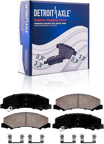 Miniatura 7 de Detroit Axle - Kit de freno de disco perforado y ranurado delantero y trasero, rotores, pastillas de cerámica, kit de freno líquido limpiador para