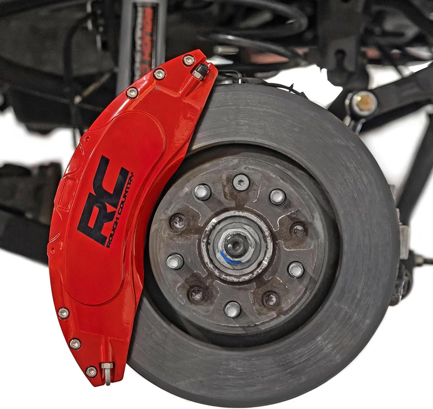 Rough Country Brake Caliper Covers for Toyota Tacoma (2024-2025) SR/SR5/TRD Prerunner - Red Corrosion Resistant Finish, Aluminum Front & Rear Brake Caliper Cover (Set of 4)