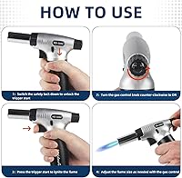 Vista 4 de Hotdevil Antorcha de butano recargable de 0.32 oz, tanque de cocina, soplete de soplete con bloqueo de seguridad, ajuste de llama ajustable
