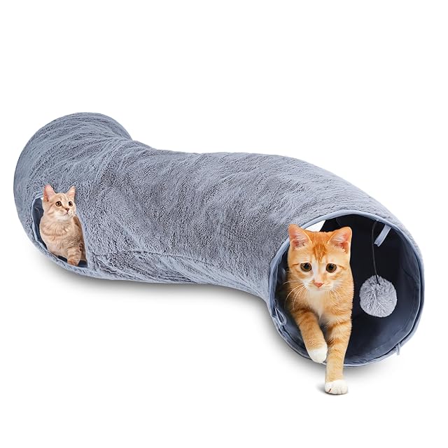 Nobleza - Tunel para Gatos en Forma de S, Juguete Interactivo para Gatos con 2 Agujeros y Bola, Túnel…