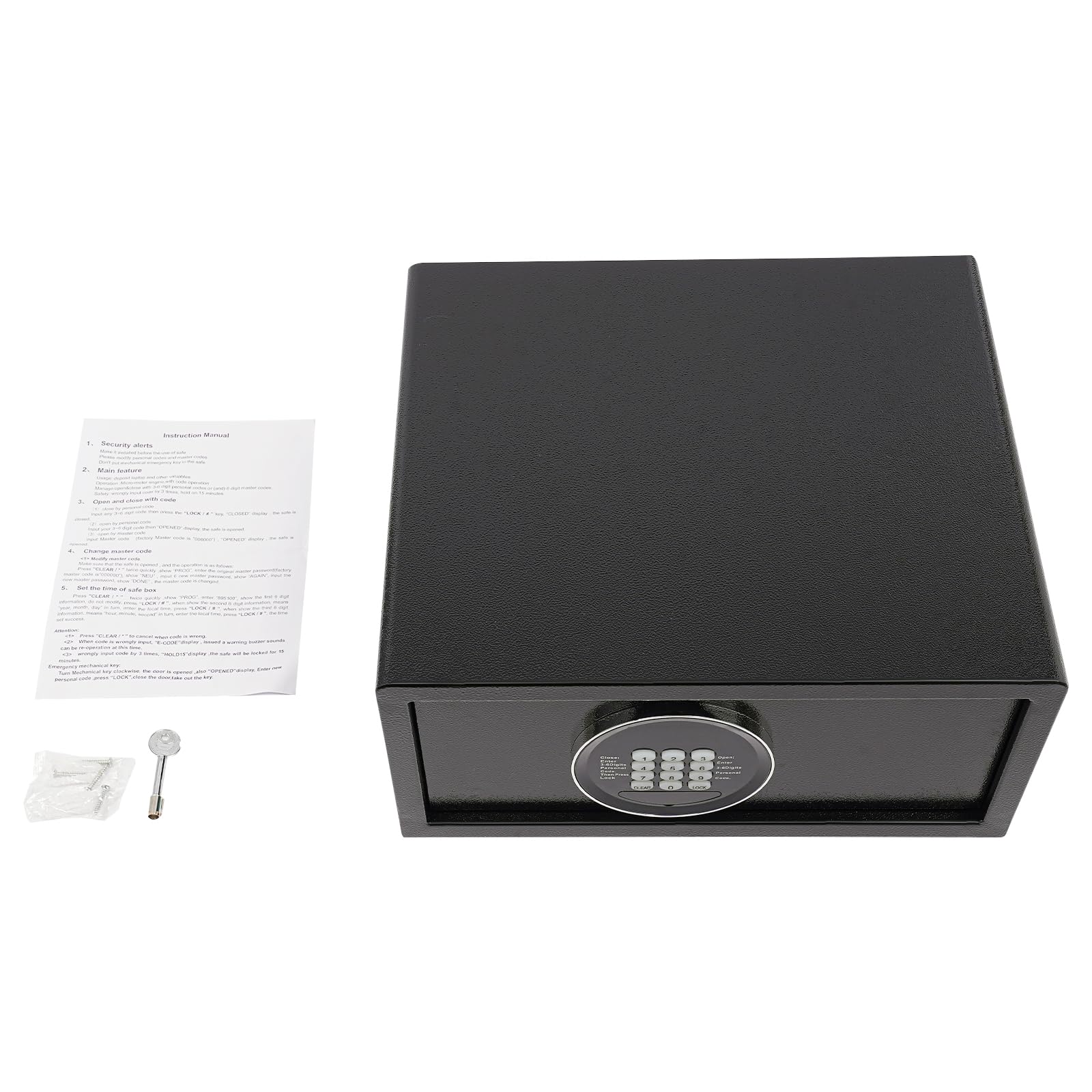 Armario de seguridad de acero de 30 L, con código digital y llaves, montaje en pared para el hogar, documentos, joyas, color negro, certificado CE, caja fuerte antirrobos