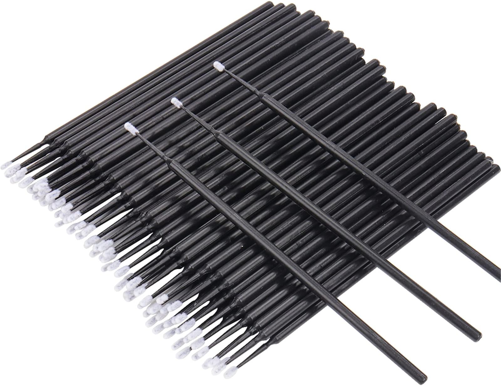 400 PCS Micro Applicator Brushes Disposable Eyelash Extension Micro Brush Mascara Wands For Lash Remover Brush Tools Black(head diameter 1.5mm)