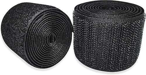 Miniatura 6 de Cinta de gancho y bucle de 1,5 pulgadas de ancho, color negro, no adhesiva, 1 yarda de longitud, cinta de nailon negro, juego de sujetadores de tela