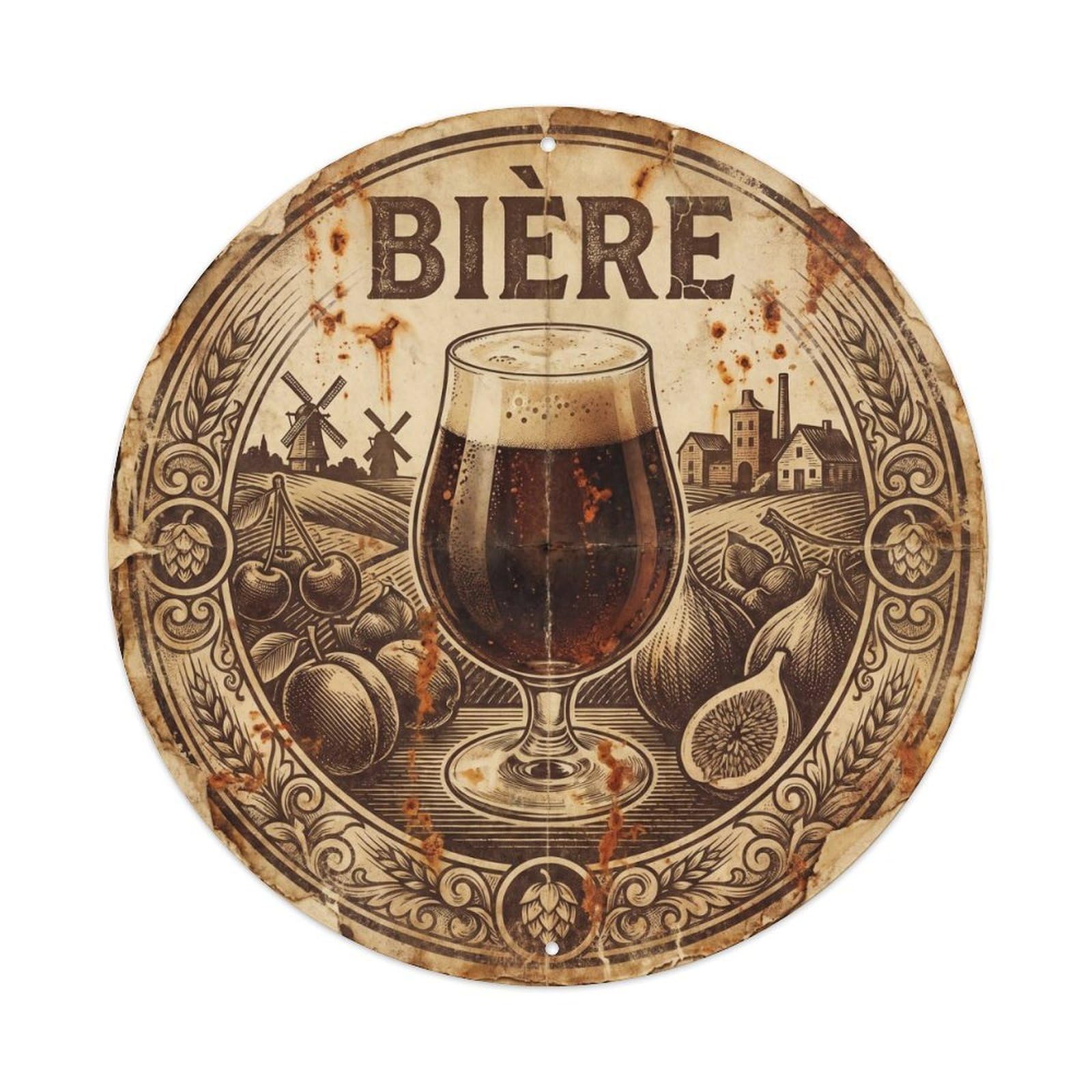 Beer Belgian Travel Ale House Drink Culture Rustic Metal Tin Sign