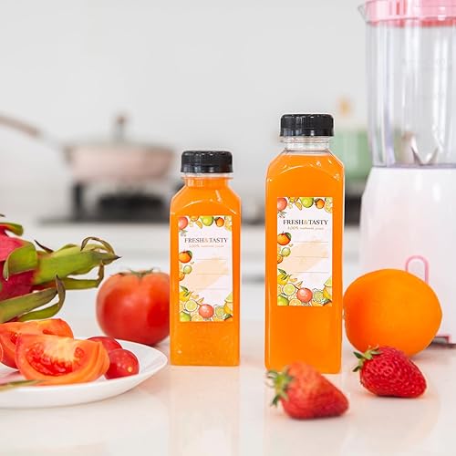 Miniatura 10 de TOMNK 100 botellas de plástico vacías de 8 onzas con tapas, recipientes reutilizables transparentes a granel para bebidas con etiqueta, embudo