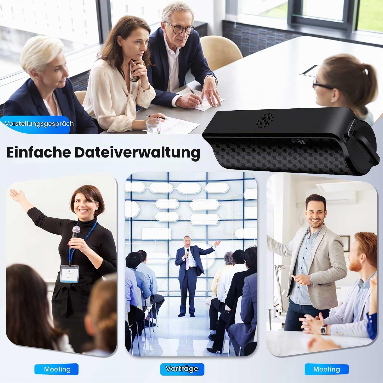 64GB Sprachrekorder mit Magnet, 25 Tage Daueraufnahme, Wiederaufladbar Über USB, Sprachaktivierung, One Touch Aufnahme, Diktiergerät Mini für Meetings, Vorlesungen & Interviews
