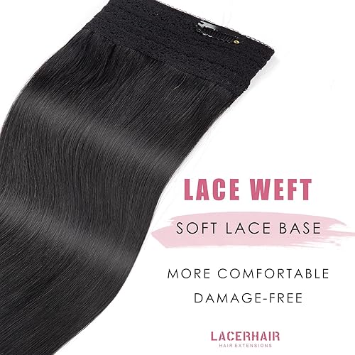 Miniatura 6 de Lacer Extensiones de cabello humano de 12 pulgadas, con alambre negro azabache, extensiones de cabello humano real, con alambre transparente