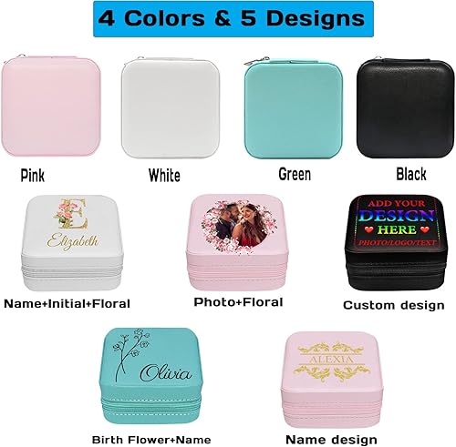 Miniatura 3 de Swancharm Joyero personalizado con nombre joyero de viaje portátil personalizado cajas organizadoras de joyas de cuero personalizadas regalo de