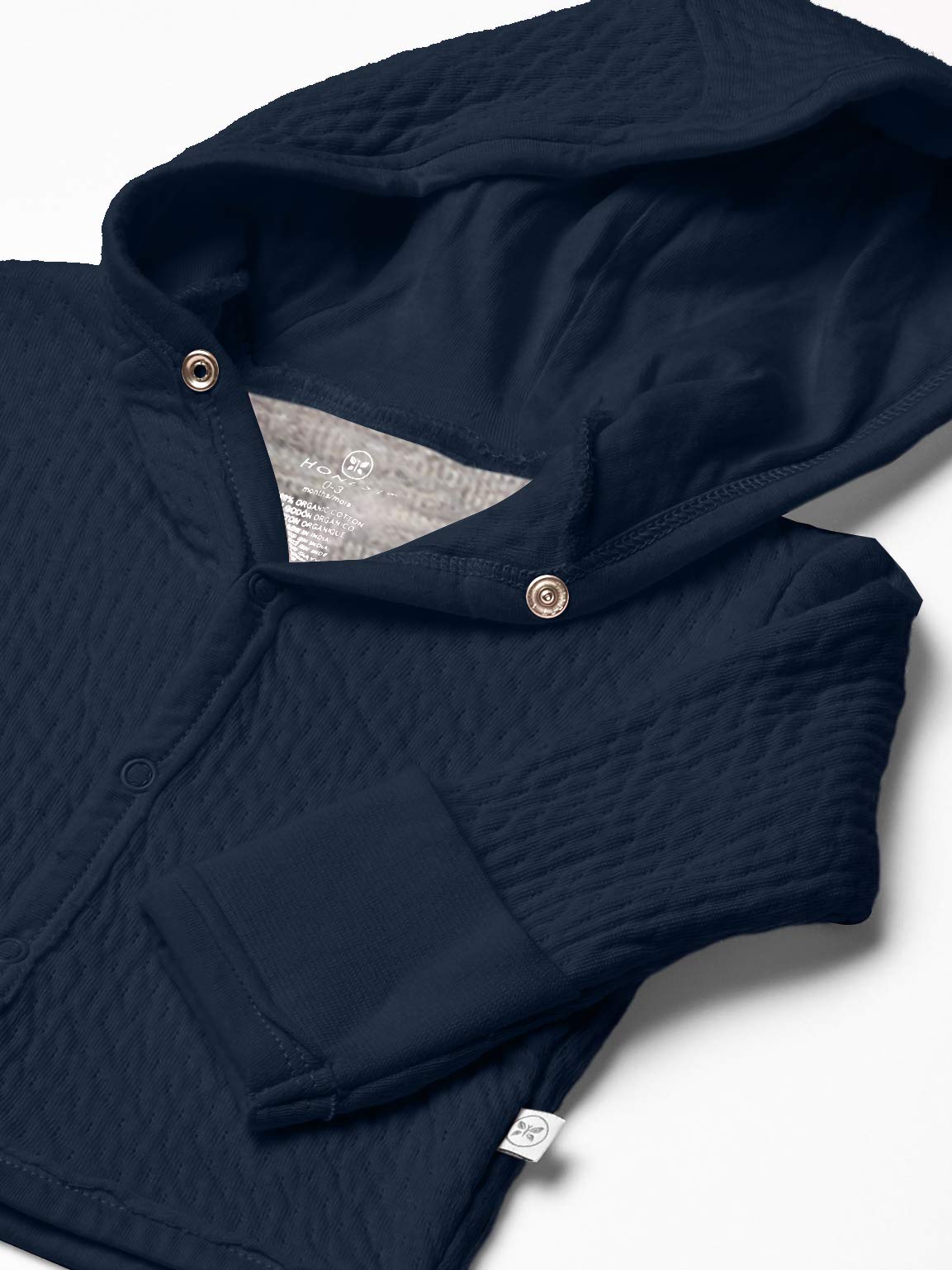 HonestBaby Organic Cotton Matelasse Snap-Front Hooded Jacket Suéter de cárdigan Unisex bebé