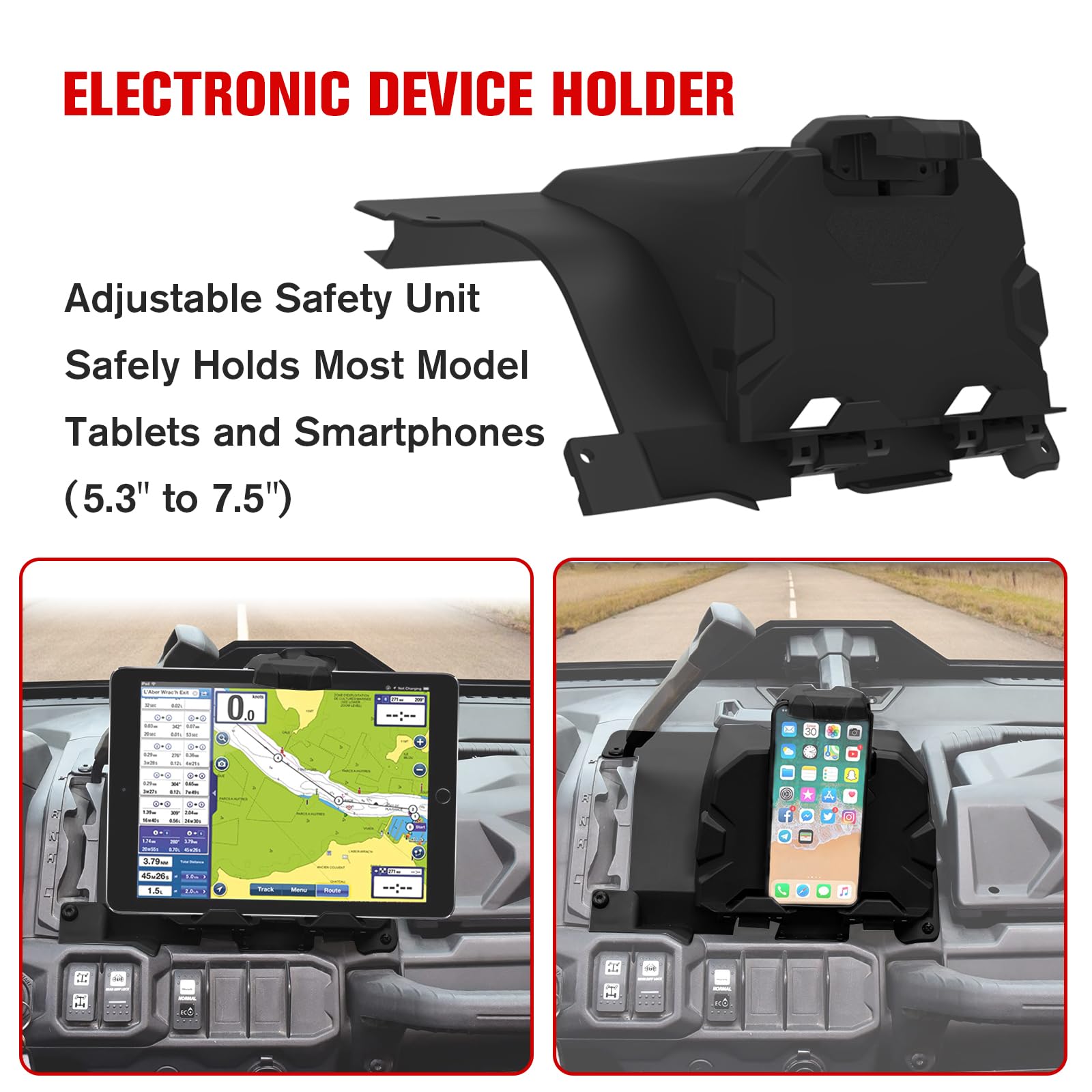 Can Am Defender Hd10 Accessories The Phone Box UTV Phone Holder,5.1 In To 10 In Electronic Device Holder With Utv Gun Holder Can-am Defender Accessories - Foto 3