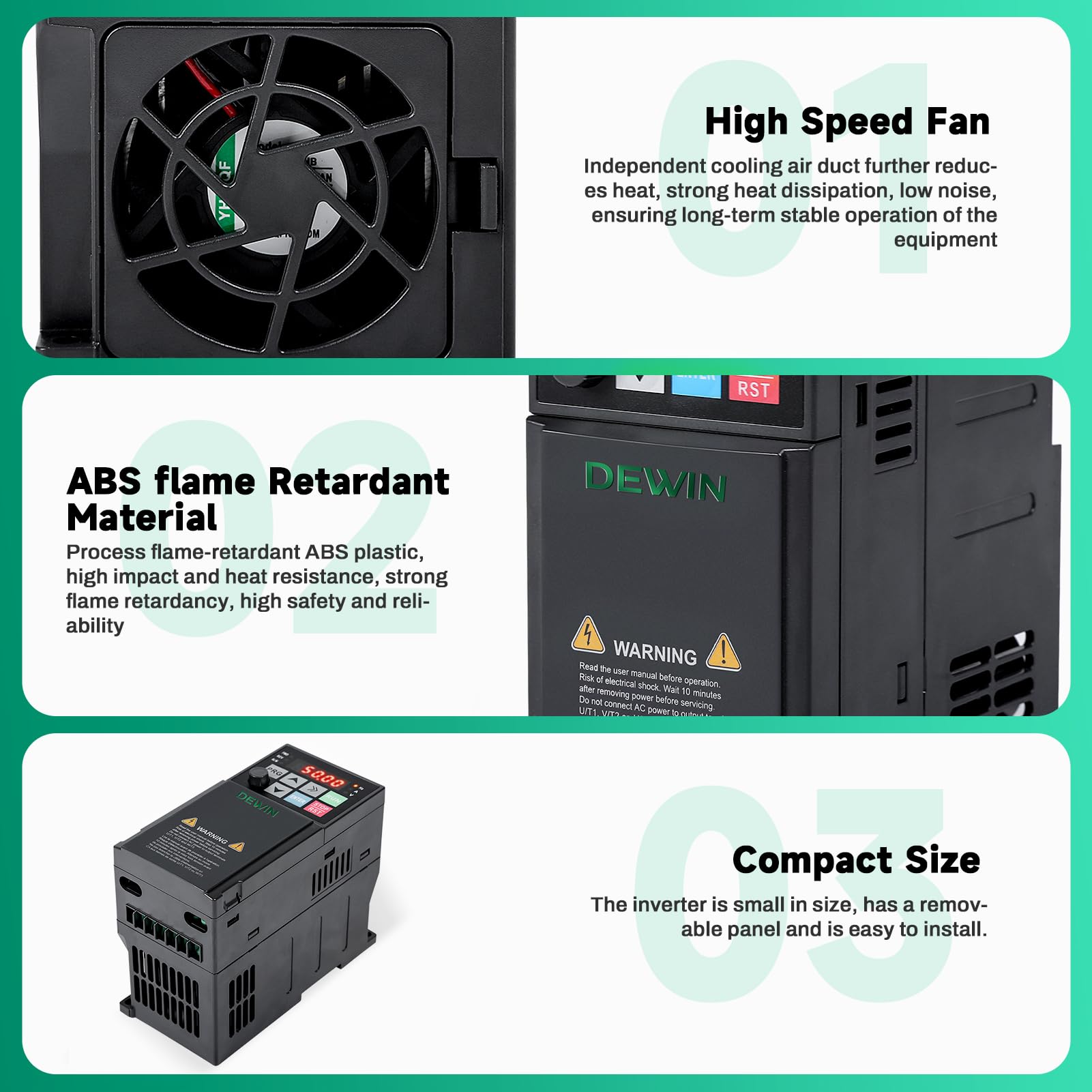 Variador de frecuencia 2,2 kW 220V VFD, Convertidor de Frecuencia 220V Entrada Monofásica Salida Trifásica Inversor de Frecuencia para Control de Velocidad del Motor del Husillo CNC