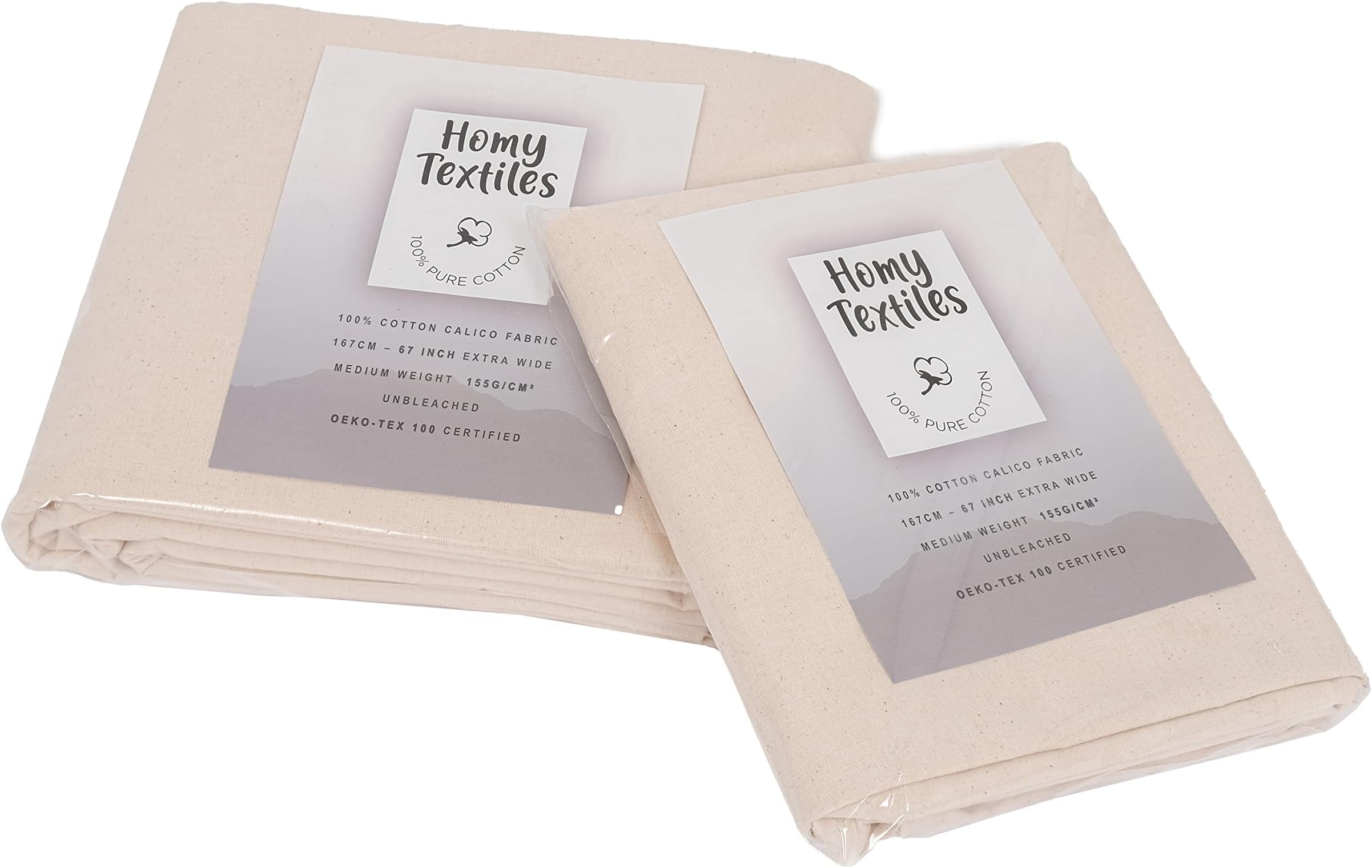 Cotton Calico Fabric by the Metre UK Seller, Medium Weight, 167 cm (66 inches) Wide Unbleached Natural Cream Colour Material Fabric- Metre (3 meters)