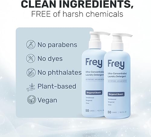 Miniatura 5 de FREY Detergente natural concentrado para ropa  50 cargas concentradas de detergente líquido de alta eficiencia de larga duración, mezcla ecológica