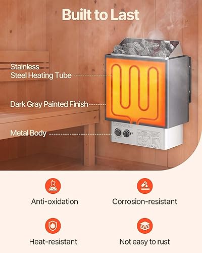 Miniatura 8 de VEVOR - Calefactor de sauna, estufa eléctrica de sauna de 220V, calentador de sauna para baño de vapor con temporizador de 3h y temperatura