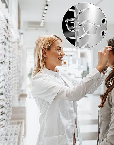 Miniatura 2 de QWORK Organizador de lentes de sol, soporte giratorio para lentes de sol, 44 pares de soportes para lentes de sol, soporte giratorio con espejo,