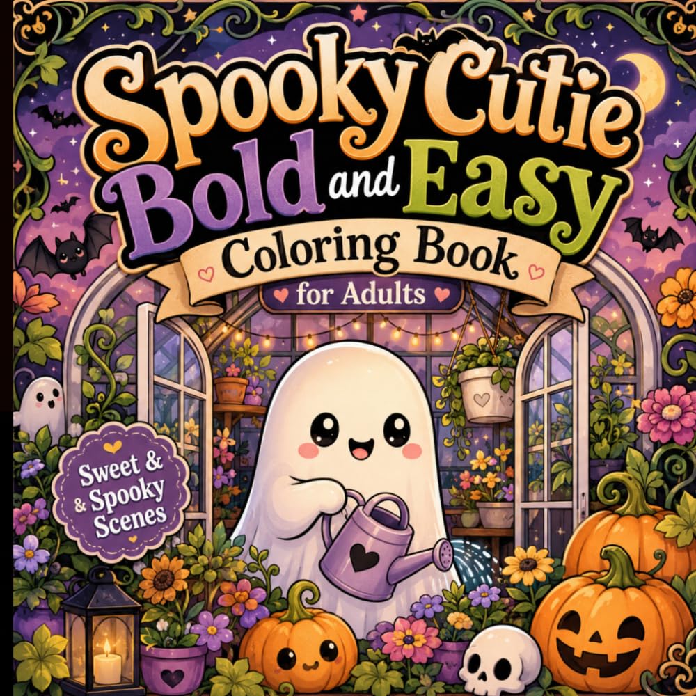 Bold and Easy Spooky Cutie Coloring Book for Adults: Cute Ghosts, Pumpkins, and Whimsical Designs to Color and Enjoy.