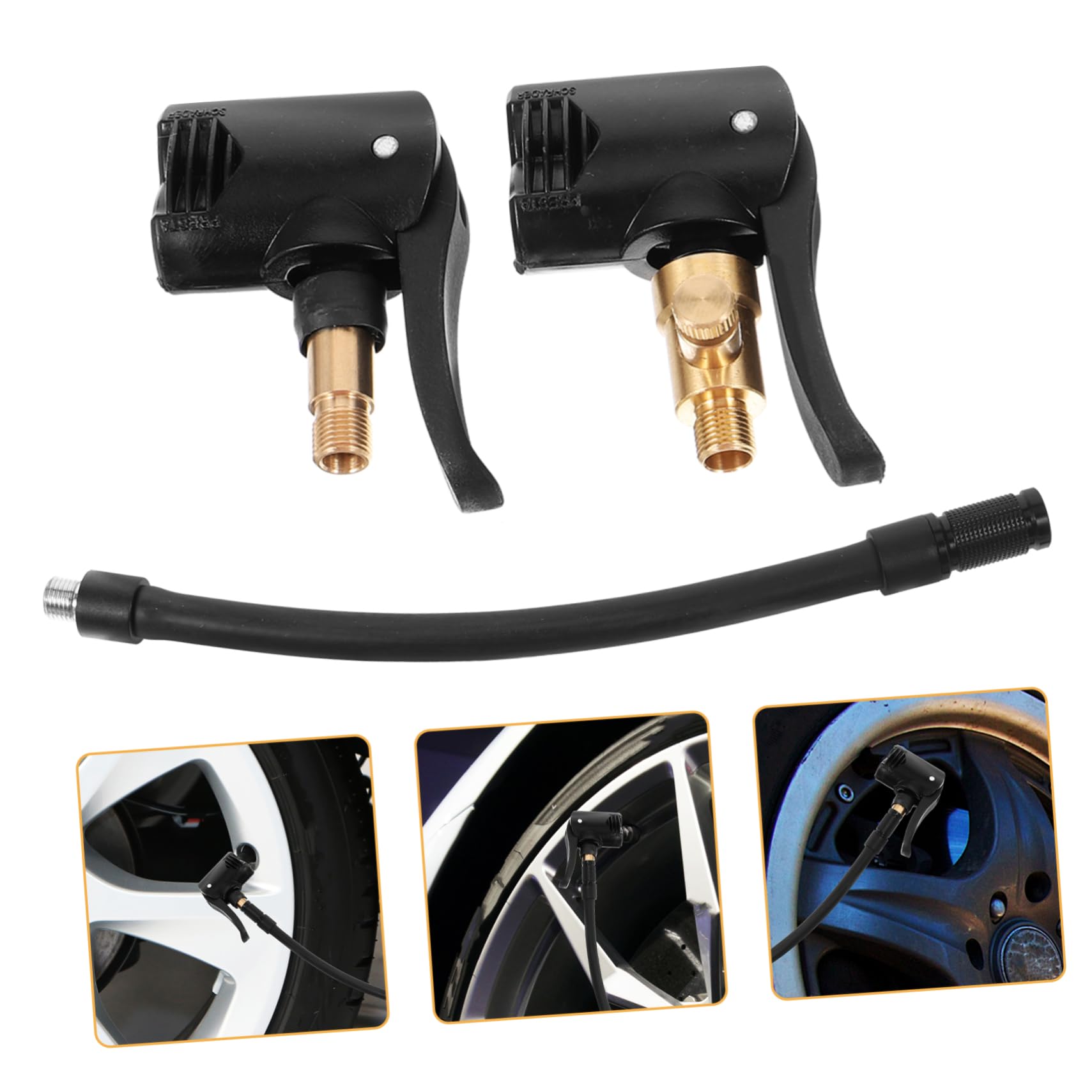 BESTonZON Ventiladapter Für Reifenfüller Universeller Luftpumpenanschluss Für Auto Und Motorrad Mit Schwarzem Schlauch Schnell Und Einfach Zu Befestigen