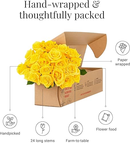 Miniatura 10 de BloomsyBox - Ramo de 24 rosas rojas de tallo largo atado a mano sin jarrón - ENVÍO GRATIS