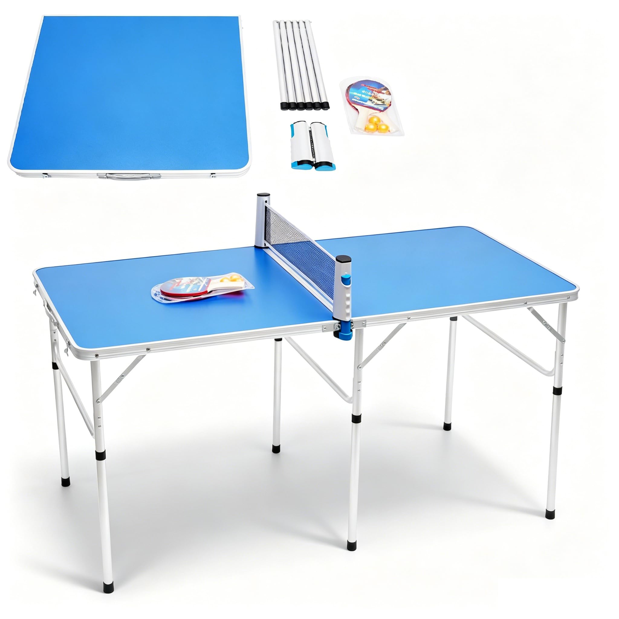 152 x 76 cm Mesa plegable de tenis de mesa plegable y portátil de tamaño medio Ping Pong para juegos de interior y exterior