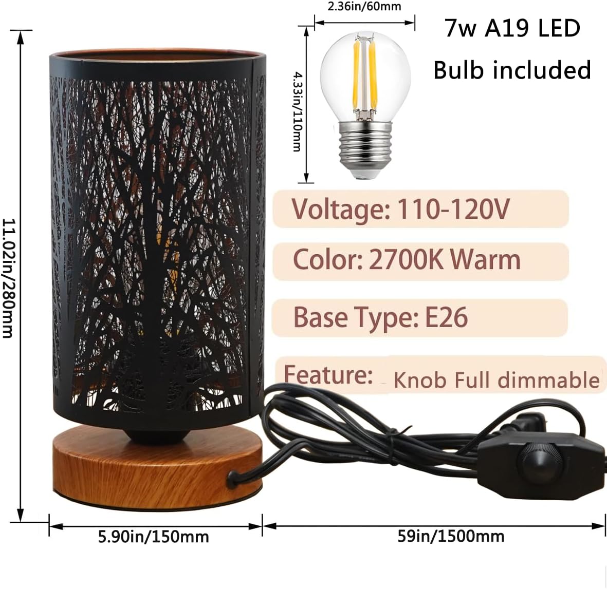 Rustic Table Lamps for Bedroom Set of 2 -Small Black Farmhouse Industrial Metal bedside Lamps ,Stepless Dimmable Nightstand Lamps for Living Room End Desk Side Kids Lamp for Reading Home decorative