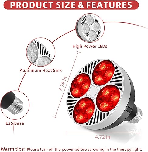 Miniatura 4 de Lámpara de terapia de luz roja 24 LED utilizada para luz roja para cuerpo y cara con longitud de onda combinada de infrarrojo cercano de 660 nm y