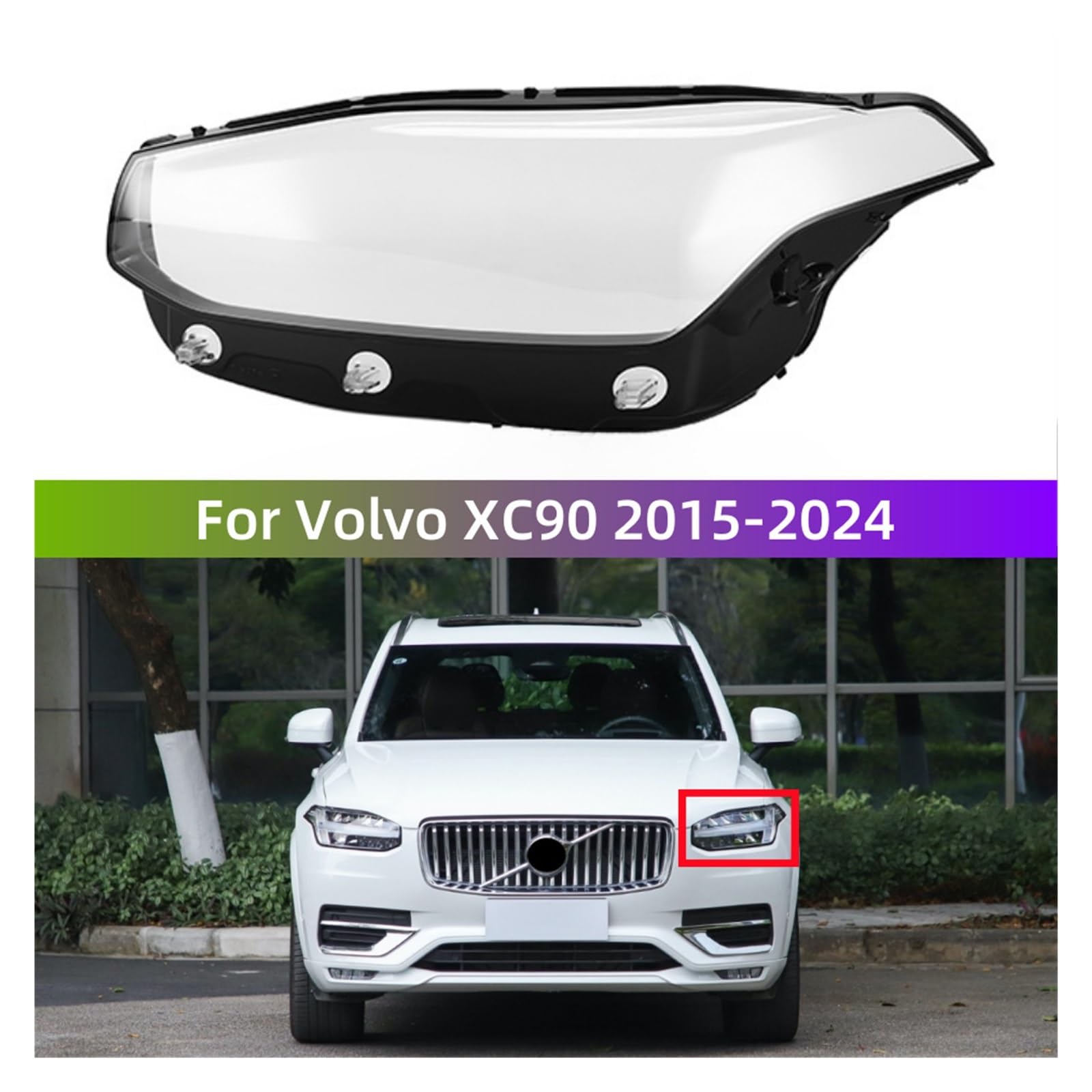 Compatibile for XC90 dal 2015 al Accessori Il vetro delle luci dei fari 'auto sostituisce il paralume originale (destra)(Right)