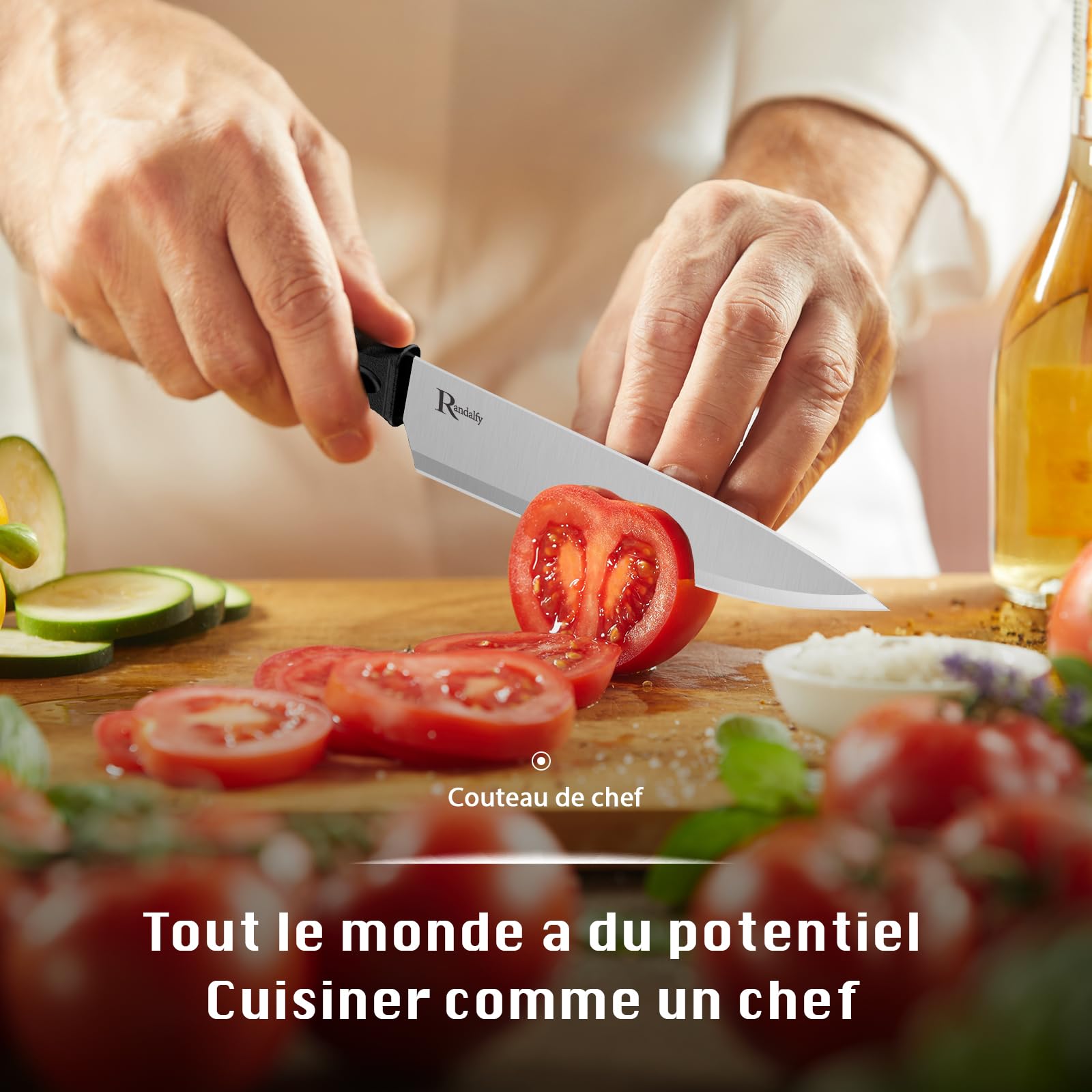 Manelord Collezione di Coltello Chef per Pane, Carne, Verdure e Frutta, Acciaio Inox, Prova di Calore, 7 Pezzi
