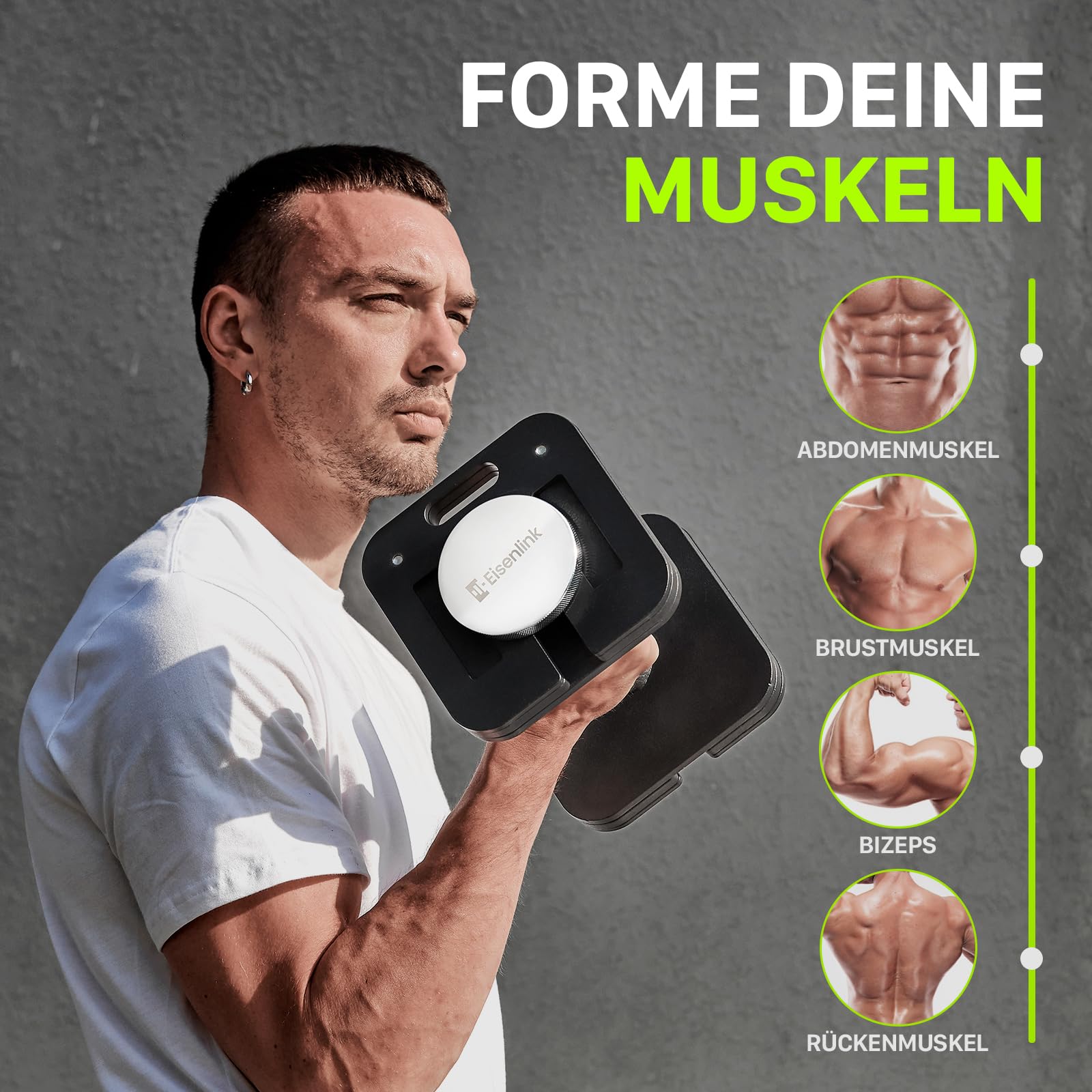 Eisenlink Verstellbare Quadratische Kurzhantel 1 Stück 20kg 36kg - Innovative Ultrakompakte Einstellbare Hantel mit Anti-Rutsch-Griff für Fitness Training Gym Zuhause