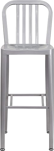 Miniatura 5 de Flash Furniture Gael Taburetes de bar comerciales de metal de 30 pulgadas con reposapiés, taburetes verticales de barra trasera de listones para