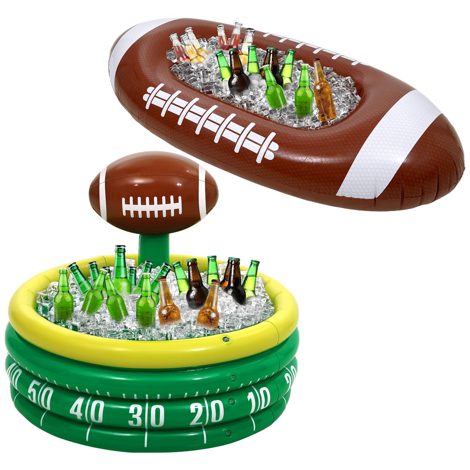 Bencailor 2 Pcs Inflatable Football Cooler for Parties Blow up Drink Rugby Cooler Party Decorations Football Party Supplies Inflatable Ice Bucket for Game Day Picnic Beer