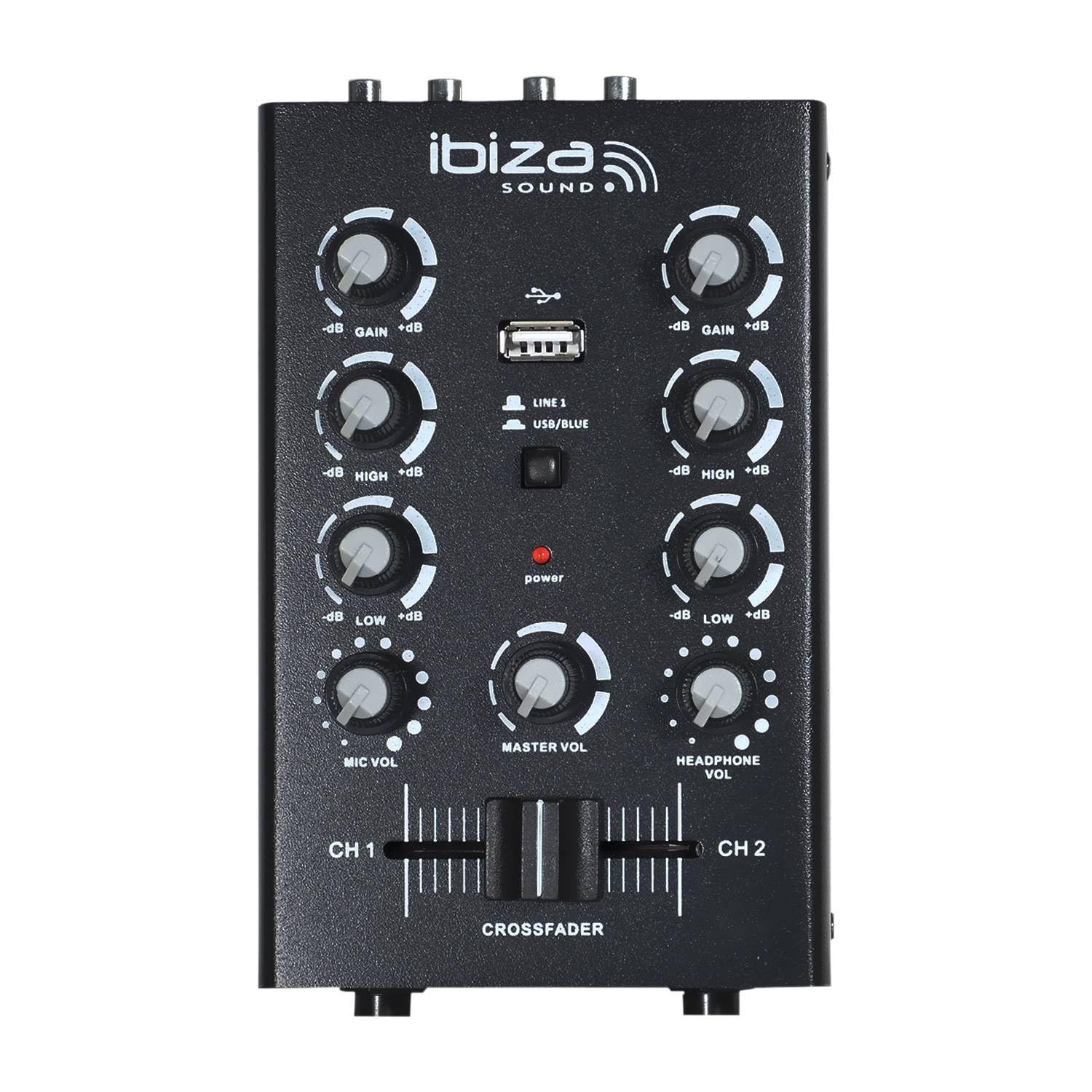 Ibiza Sound - Table de mixage 2 canaux USB/BT MIX500BT