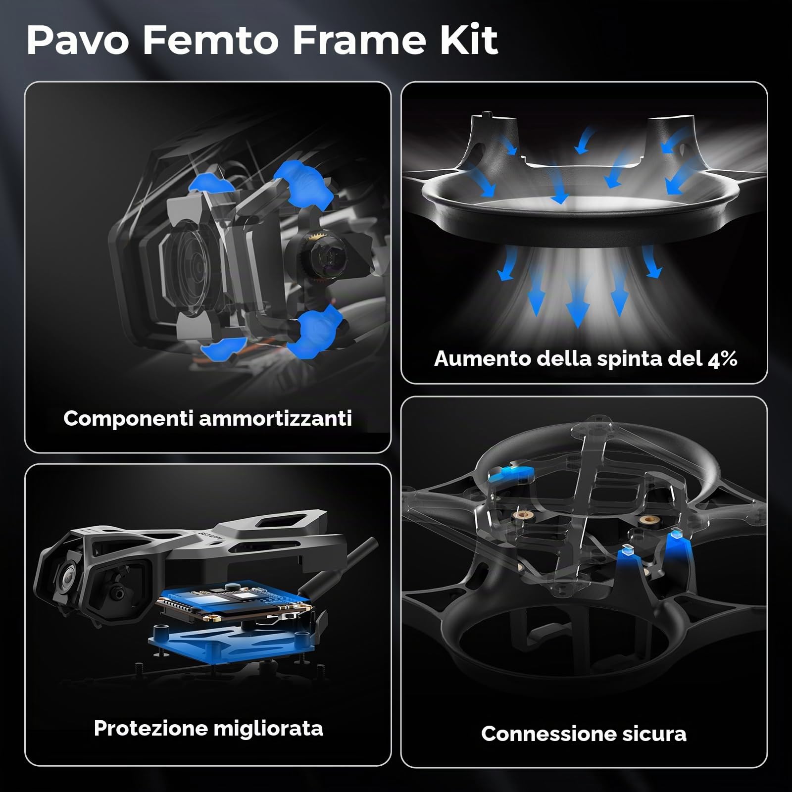 BETAFPV Pavo Femto Brushless 2S Pocket Drone with HD VTX Bracket for O4 | Compatible with F4 2-3S 20A FC, LAVA 1102|14000KV Motor, for Flying Smooth Aerial Photography Freestyle Flight