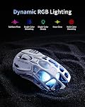 GravaStar Mercury M2 Souris de jeu sans fil avec 26,000 DPI, PAW3395DM Capteur -79g Design léger à l'extérieur -5 Boutons programmables -5 Lumière dynamique RGB - blanc