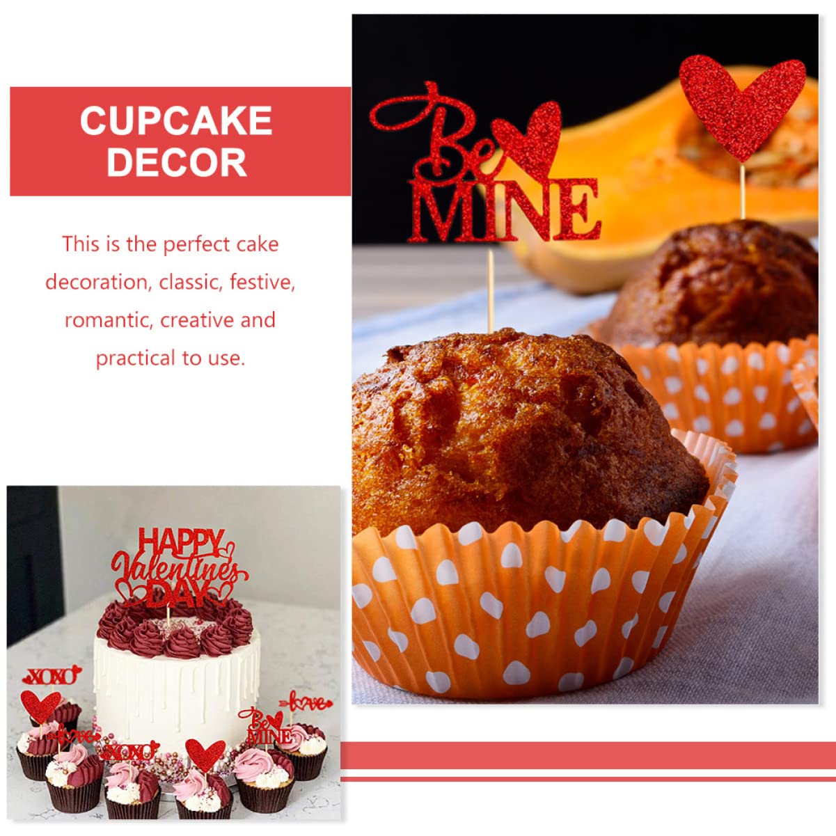 Abaodam 150stücke Valentinstag Cupcake Toppers Rote Glitzerherz-dekoration Für Hochzeiten Und Partys Kreative Kuchenstecker Für Unvergessliche Feierlichkeiten