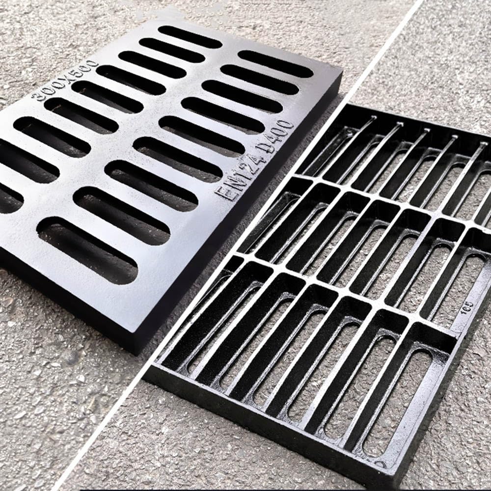 Grille de drainage en fonte 50x40cm pour caniveau de garage résistant