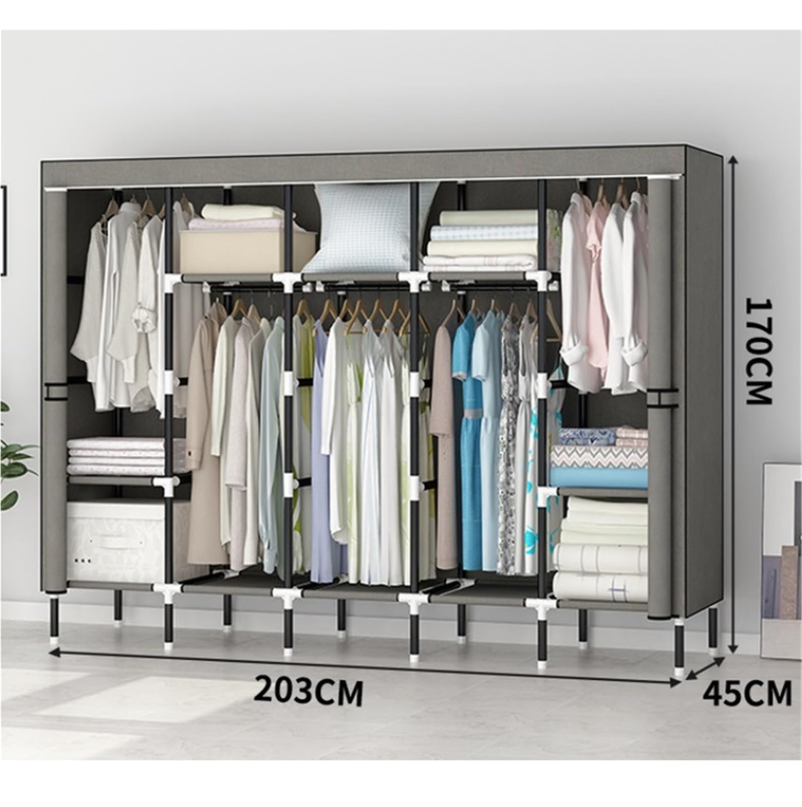 Wardrobe Closet Schrank Kleiderschrank, Tragbarer Kleiderschrank for Schlafzimmer, Vlies-Kleiderschrank, Einfacher Kleiderschrank Closet Aufbewahrungsschrank(G,170X45X203CM)