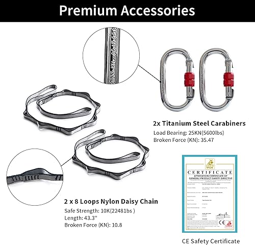 Miniatura 3 de PRIOR FITNESS Hamaca de yoga aérea de 5M, columpio de yoga, juego de columpio de nailon de alta calidad, correa de yoga con mosquetón, cadena de