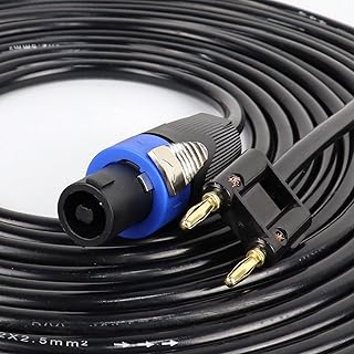 HBU Pack of 2 30 Feet Speakon to Banana Plug Cable - 2pcs 30 Ft. Compatible Dual Tips Speaker to Power Amp Cord Cables with Twist Lock - Livehouse Pro PA DJ Audio Speak-On Extension Wire
